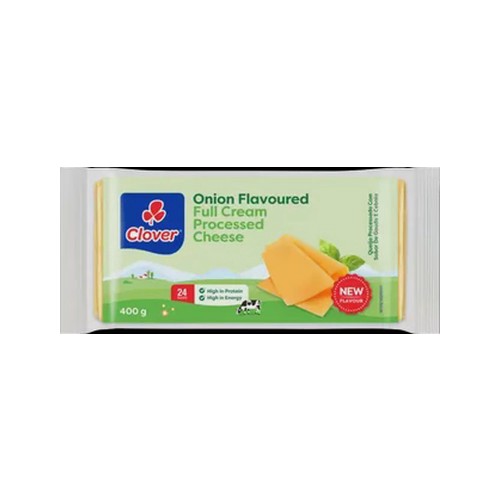 clover onion flavoured full cream processed cheese slices 24 pack