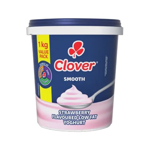 Clover Strawberry Flavoured Low Fat Smooth Yoghurt 1kg
