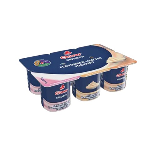 Clover Strawberry Mixed Fruit & Apricot Flavoured Low Fat Smooth Yoghurt 6 x 100g