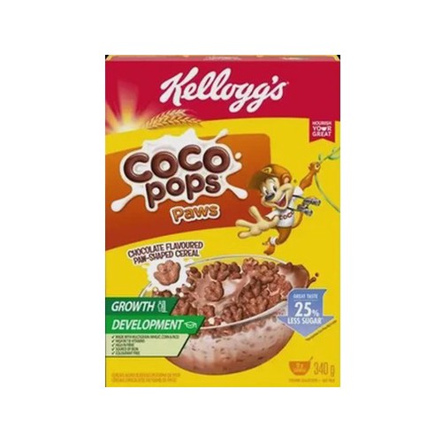 Coco Pops Chocolate Flavoured Paw Shaped Cereal 340g