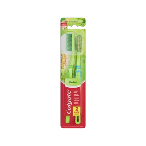 colgate herbal medium double action toothbrush 2 pack