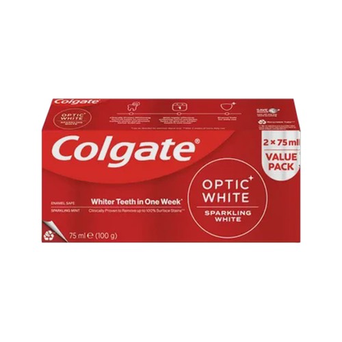 colgate optic white sparkling white whitening toothpaste 2 x 75ml