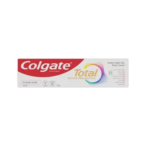 colgate total active prevention clean mint fluoride toothpaste 75ml