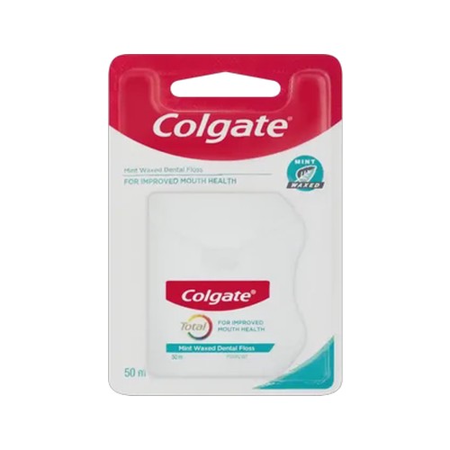 colgate total mint waxed dental floss 50m