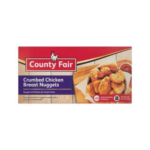 county fair frozen crumbed chicken breast nuggets 400g