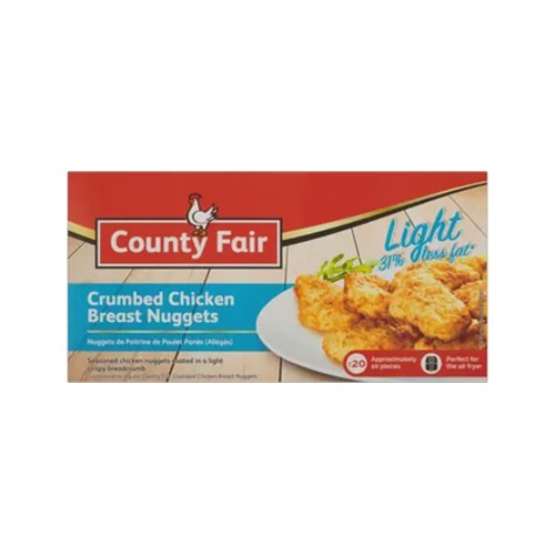 county fair frozen light crumbed chicken breast nuggets 400g