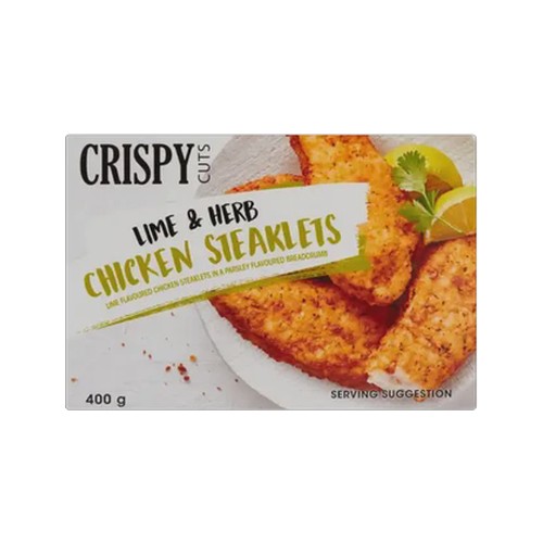 Crispy Cuts Frozen Lime & Herb Chicken Steaklets 400g