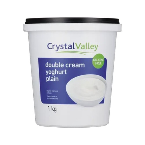 crystal valley double cream plain yoghurt 1kg