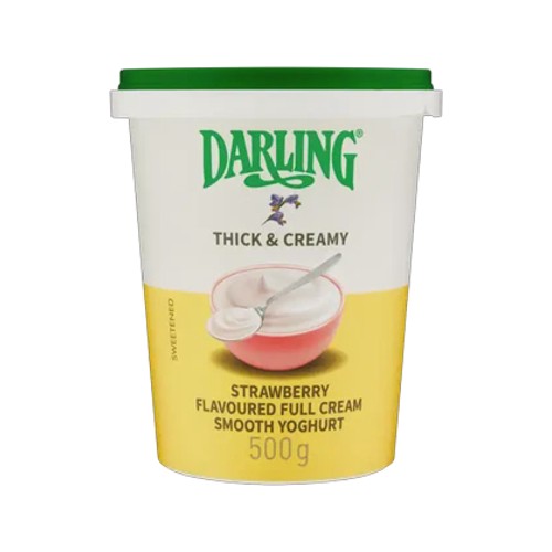 darling thick & creamy strawberry flavoured full cream smooth yoghurt 500g