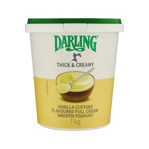darling thick & creamy vanilla custard flavoured full cream smooth yoghurt 1kg