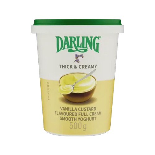 darling thick & creamy vanilla custard flavoured full cream smooth yoghurt 500g