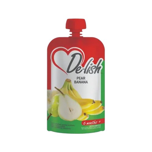 de-lish pear banana baby food pouch 110ml