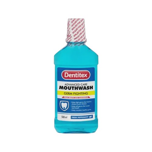 dentitex fresh peppermint advanced care mouthwash 500ml