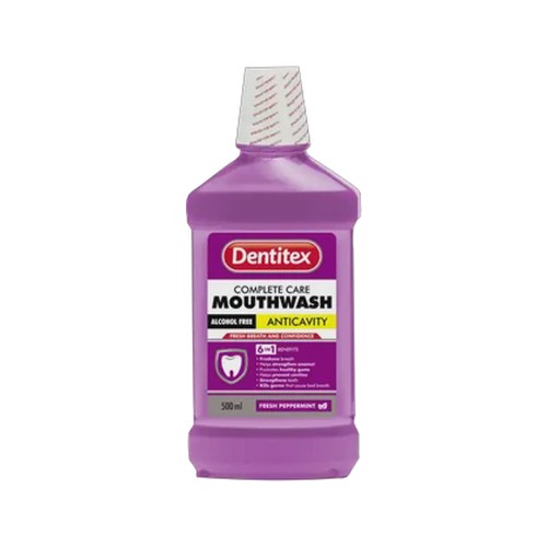 dentitex fresh peppermint alcohol free complete care mouthwash 500ml