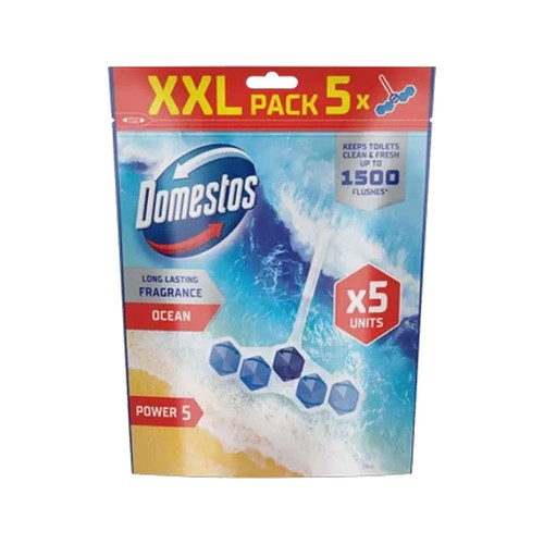 domestos power 5 ocean toilet rim block 5-pack
