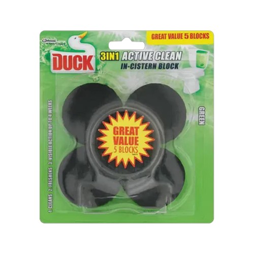 duck 3-in-1 active clean green in-cistern block 5 x 45g