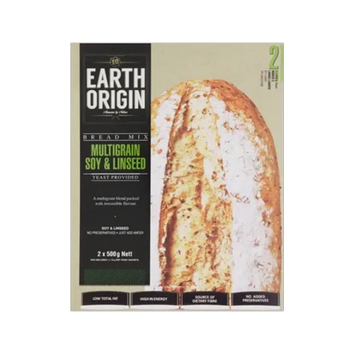 earth origin multigrain soy & linseed bread mix 2 x 500g