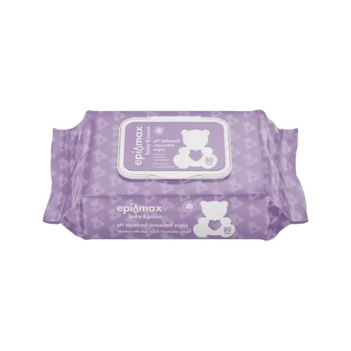 epi-max baby & junior alcohol free ph balanced unscented wipes 80-pack