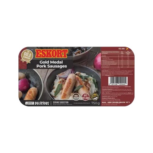 eskort gold medal pork sausages 750g