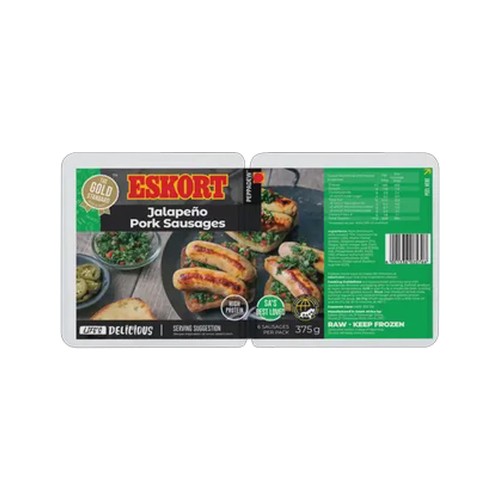 eskort jalapeno pork sausages 375g