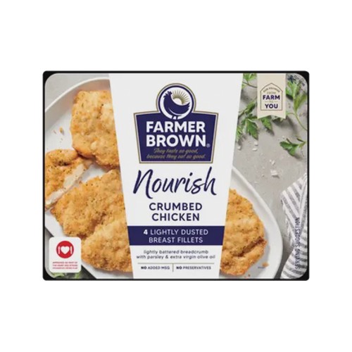 farmer brown nourish lightly dusted crumbed chicken breast fillets 360g