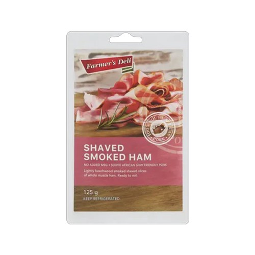 farmers deli shaved smoked ham 125g