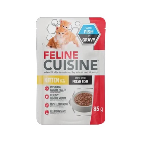 feline cuisine fish in gravy kitten wet cat food 85g