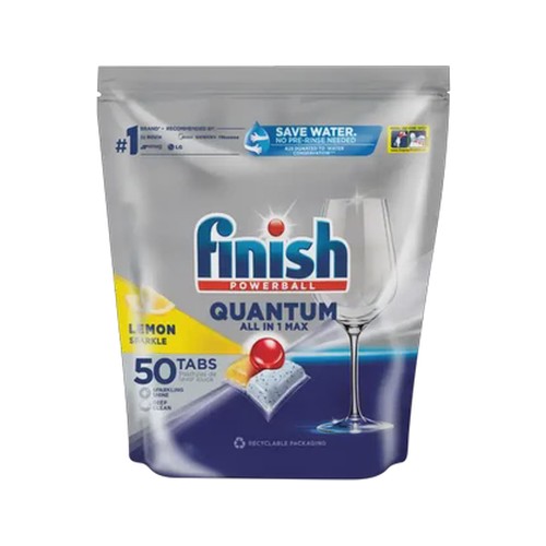finish quantum lemon sparkle all-in-1 max dishwashing tablets 50 pack
