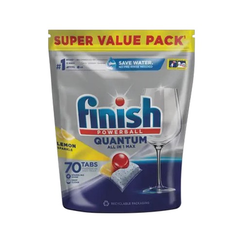 finish quantum lemon sparkle all-in-1 max dishwasher tablets 70 pack