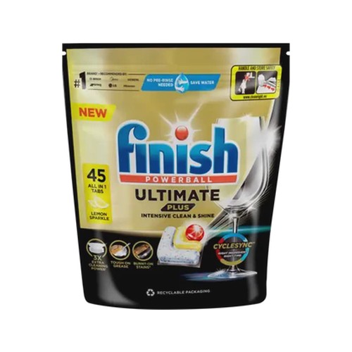finish ultimate plus lemon sparkle all-in-1 dishwashing tablets 45 pack