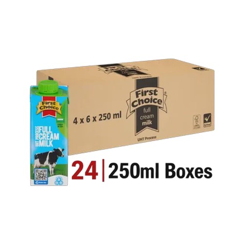 first choice gluten free full cream milk 24 x 250ml