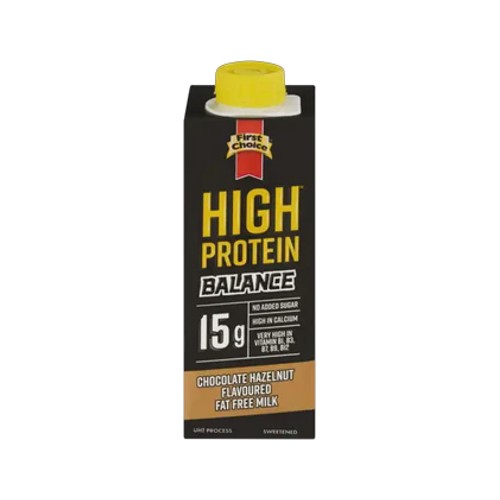 First Choice High Protein Balance Chocolate Hazelnut Flavoured Fat Free Milk 250ml