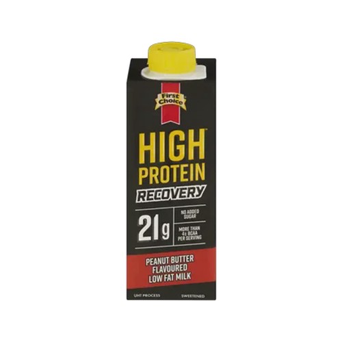 first choice high protein recovery peanut butter flavoured low fat milk 250ml