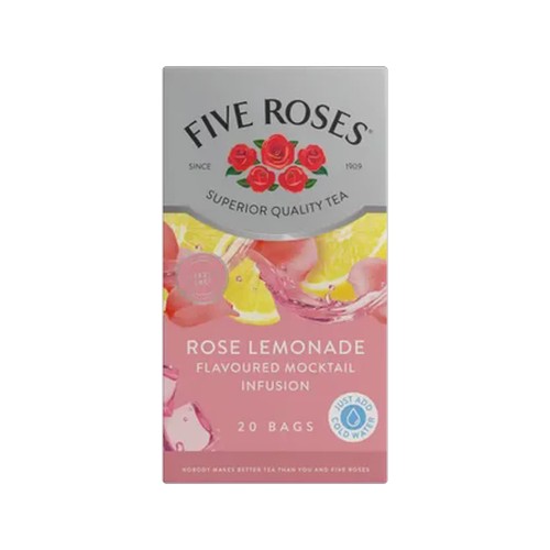 five roses rose lemonade flavoured mocktail infusion tea bags 20 pack