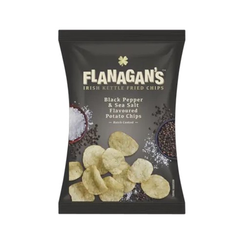 Flanagans Moreish Irish Blarney Black Pepper & Sea Salt Flavoured Kettle Fried Chips 120g