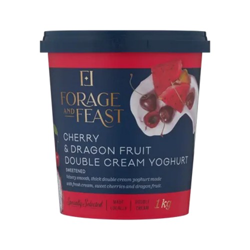 Forage and Feast Cherry & Dragon Fruit Double Cream Yoghurt 1kg
