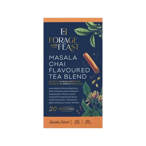 forage and feast masala chai flavoured blend tagless teabags 20 pack