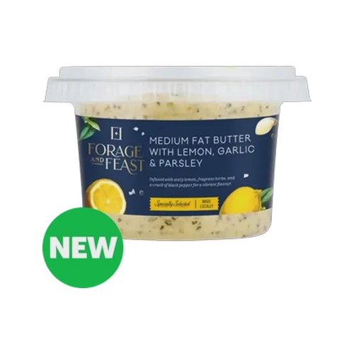 Forage and Feast Medium Fat Butter with Lemon Garlic & Parsley 160g