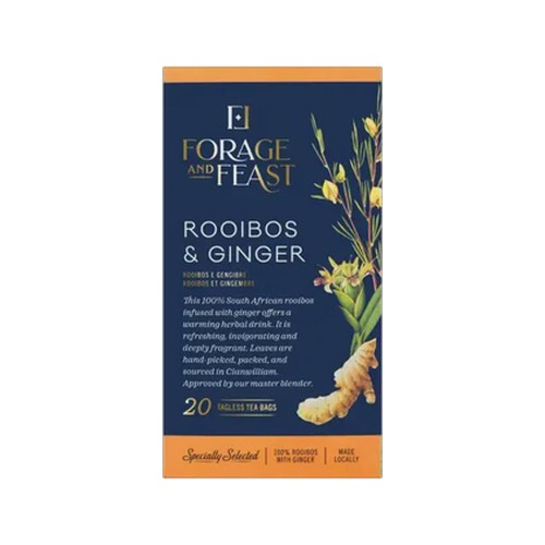 forage and feast rooibos & ginger tagless teabags 20 pack