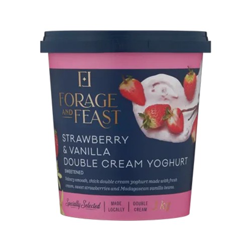 Forage and Feast Strawberry & Vanilla Double Cream Yoghurt 1kg