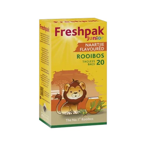 freshpak junior naartjie flavoured rooibos tagless tea bags 20 pack