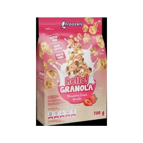 froozels hello gluten free strawberry crunch granola 700g