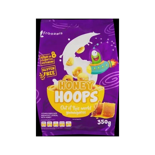 froozels honey hoops breakfast cereal 350g