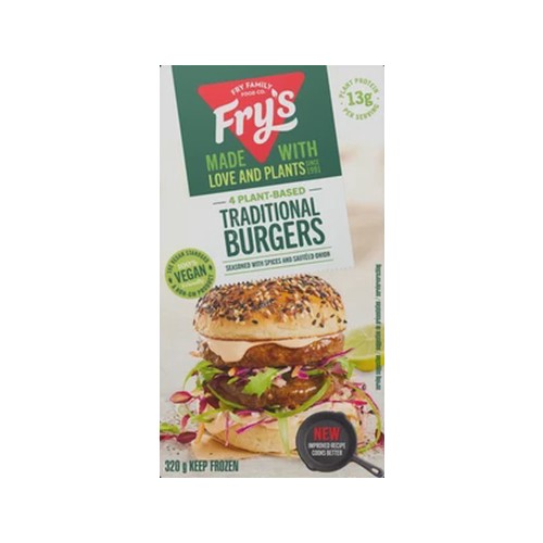 Fry's Frozen Traditional Meat Free Burgers 320g