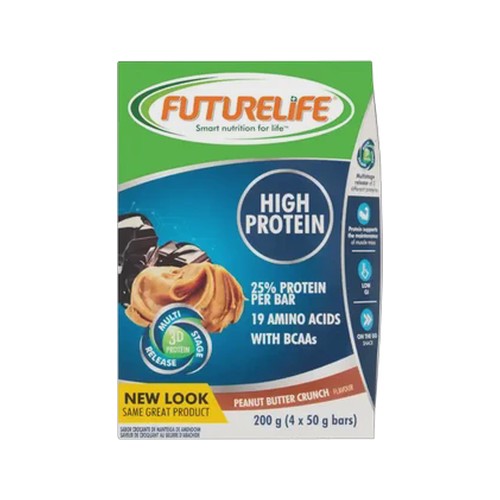 futurelife high protein peanut butter crunch flavour cereal bar 4 x 50g