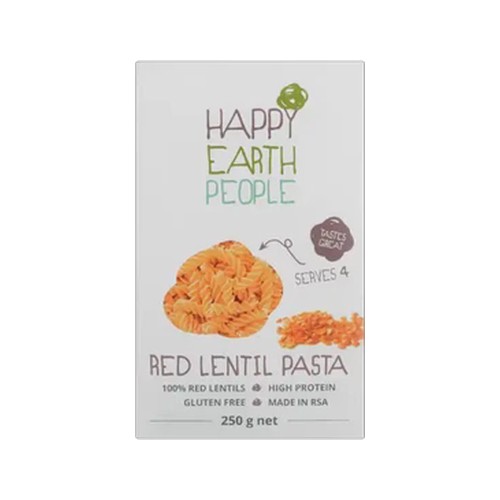 happy earth people gluten free red lentil pasta 250g
