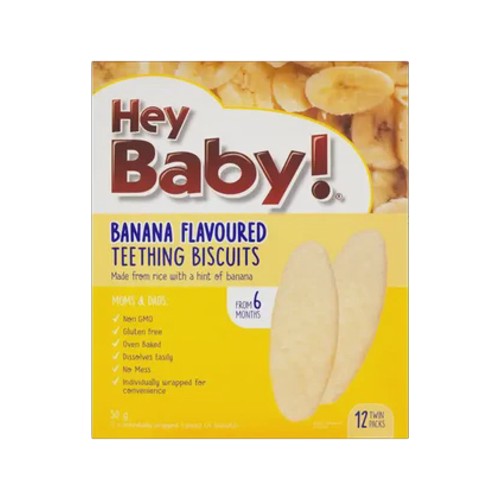 hey baby banana flavoured teething biscuits 50g