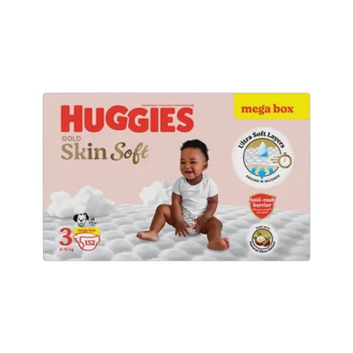 huggies gold skin soft size 3 disposable nappies 152 pack
