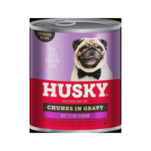 Husky Chunks In Gravy Beef Steak Dog Food 775g
