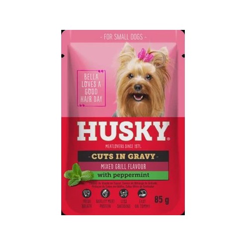 Husky Cuts In Gravy Mixed Grill Flavoured Dog Food Pouch 85g